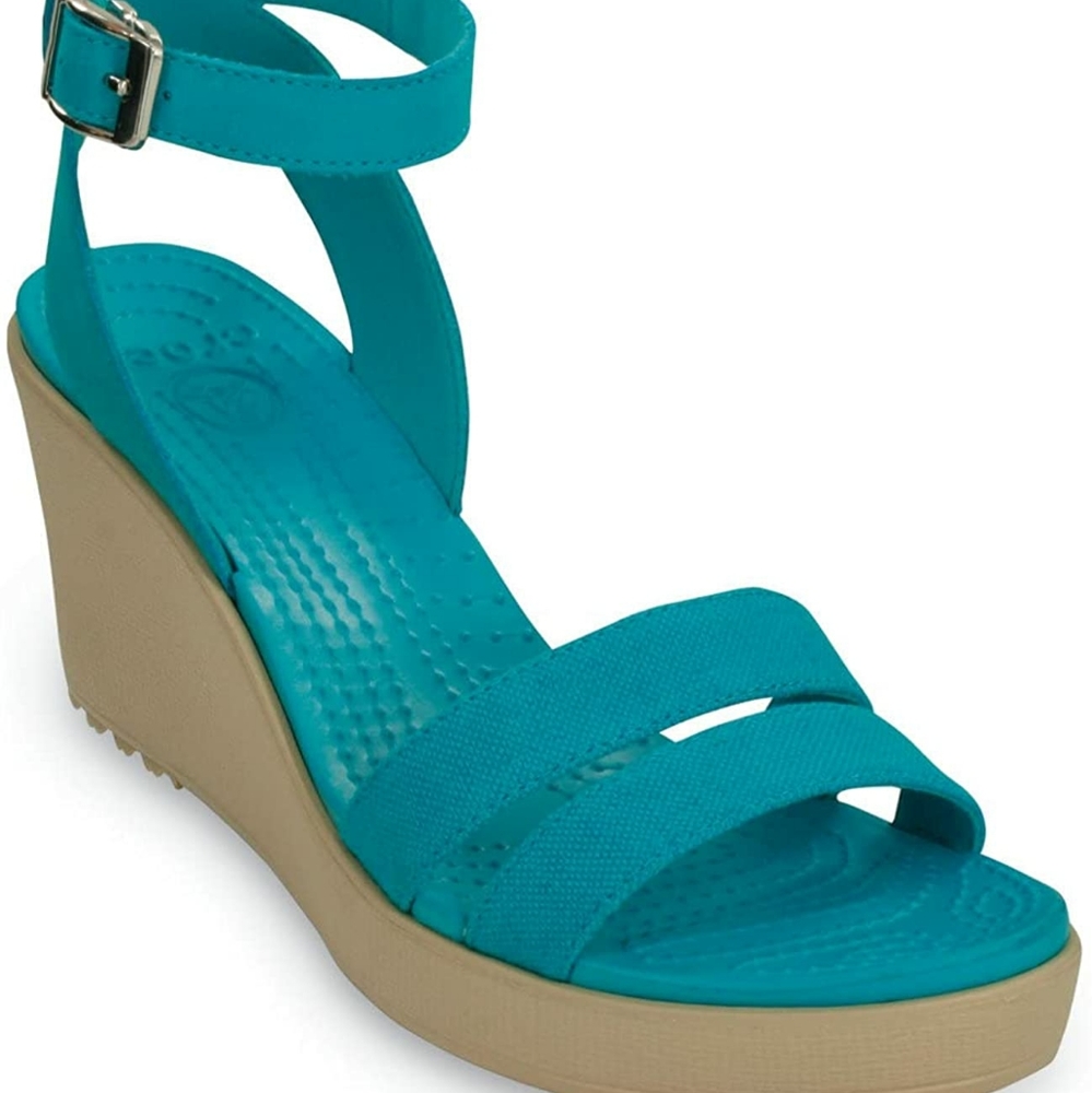 *found* Iso crocs leigh wedge teal size 8